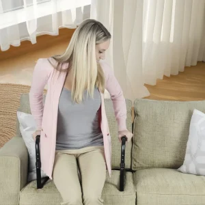 Adjustable Black Aluminum Steel Bed Assist Rail with Anti-Slip Foam Hand Grip