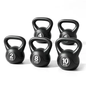 Adjustable Black Cement-Filled PVC-Coated Kettlebell for Home Gym Workouts