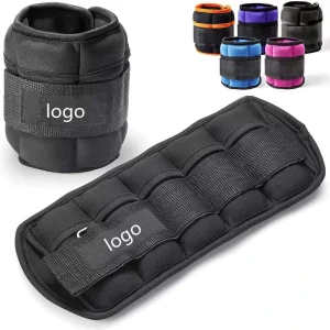 Adjustable Black Sandbag Ankle Weights for Exercise and Training