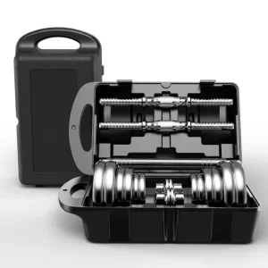 Adjustable Chrome Dumbbell Set with Connecting Bar 20kg
