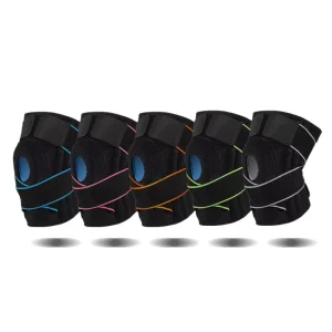 Adjustable Compression Knee Wraps with Silicone Gel Pads and Spring Support for Basketball