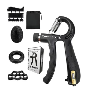 Adjustable Counting Five-Piece Polypropylene Finger Trainer with Grip Ring and Ball for Hand Grip Strength Training