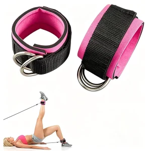 Adjustable D-Ring Nylon Ankle Straps Cable Cuffs for Glute Kickbacks Leg Workouts Gym Machine