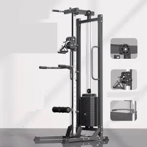 Adjustable Dual Pulley System Wall-Mounted Lat Pulldown Machine Plate-Loaded Cable Station
