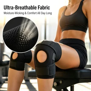Adjustable Dual-Strap Compression Open-Patella Knee Protective Stabilizer Support Brace for Fitness