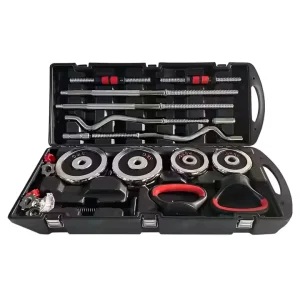Adjustable Dumbbell 55kg Chrome Cast Iron Set with Boxes Chrome Barbell Dumbbell Set