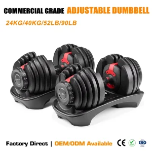 Adjustable Dumbbell PVC Shell 45# Steel 24KG 40KG 52LB 90LB Weightlifting Free Weight