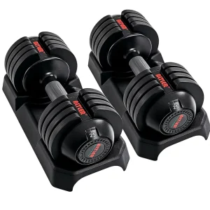 Adjustable Dumbbell Set, 25/52lb Pair, Cast Iron, PE Anti-Slip Handle, Weight Plate Tray