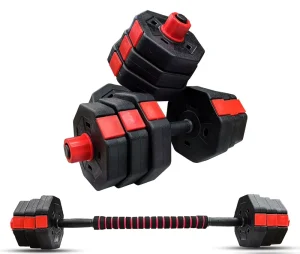 Adjustable Dumbbell Set with Nut, 5-in-1 Weight Set for Kettlebell, Barbell, and Push-Up Stand