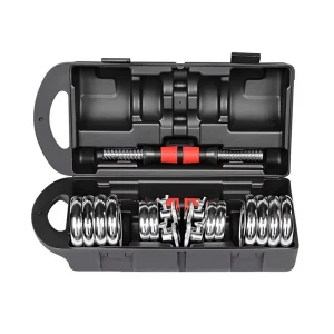 Adjustable Dumbbell and Barbell Set 10-25kg with Anti-Slip Lock Nut and Carry Box for Home Exercise