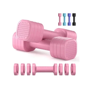 Adjustable Dumbbells for Women 2.5kg 5kg 10kg Pink TPU Lightweight Anti-Slip Workout Weights