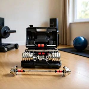Adjustable Electroplated Cast Iron Dumbbell Set with Connecting Rod Barbell for Home Gym Strength Training