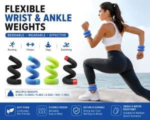 Adjustable Flexible Wrist and Ankle Weights for Running, Yoga, Swimming, and Fitness