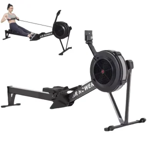 Adjustable Foldable Wind Resistance Rowing Machine with LCD Monitor for Home Use