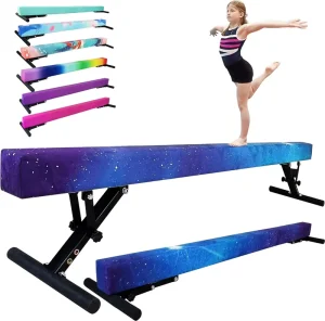 Adjustable Gymnastics Balance Beam, High-Low Floor Design, Indoor Training for Kids