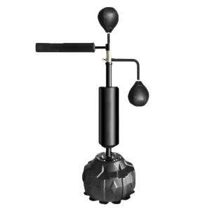 Adjustable-Height Free-Standing Pedestal Boxing Punching Bag with Spinning Bar, PU, Water/Sand Filling
