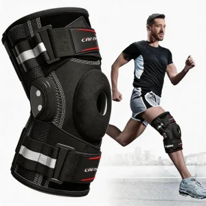 Adjustable Hinged Knee Brace with Removable Dual Side Stabilizers for Men and Women Running Basketball Fitness