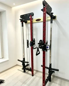 Adjustable Iron Metal Wall Mounted Folding Power Rack with Cable Pulley for Triceps Strength Training Home Gym