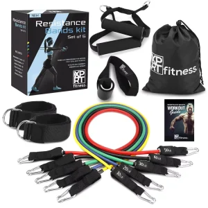 Adjustable Latex Resistance Tube Bands with Connector Loop and Workout Bar for Strength Training