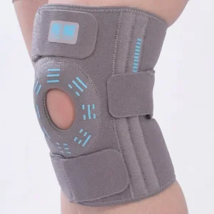 Adjustable Open-Patella Neoprene Knee Brace with Side Stabilizers for Sports and Injury Recovery