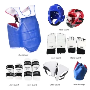 Adjustable PU/NBR Taekwondo Full Gear with Custom Logo Sports Safety Equipment