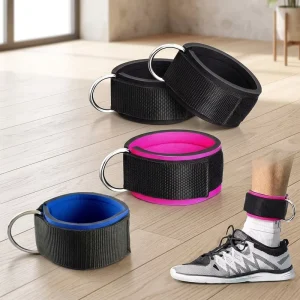 Adjustable Padded Wear-Resistant Training Ankle Cuffs with Hook-and-Loop Closure for Cable Machines
