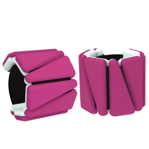 Adjustable Pink Silicone Ankle and Wrist Weights with Iron Bar and Zipper Closure