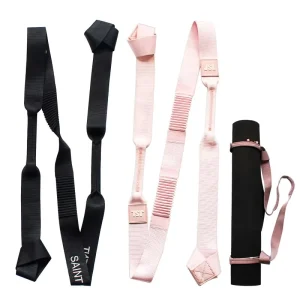 Adjustable Polyester/Nylon 38mm Elastic Yoga Strap with Macrame Carry Strap