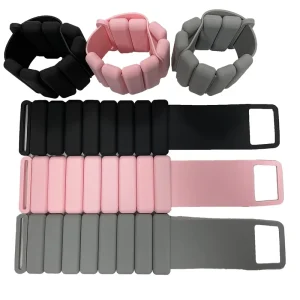 Adjustable Portable Pilates Ankle and Wrist Weight Bracelet for Yoga and Fitness, Silicone, Black/Pink