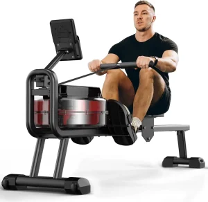 Adjustable-Resistance Water Rower for Home Use 300 Lbs Maximum User Weight