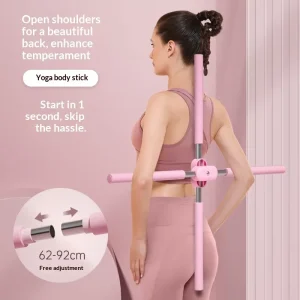 Adjustable Retractable Back-Opening Yoga Stick for Pilates and Fitness Pose Correction with Self-Locking Closure