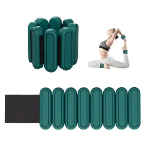 Adjustable Silicone Weighted Bracelet Wrist and Ankle Weights, 1 lb/2 lb, Green, for Yoga and Pilates