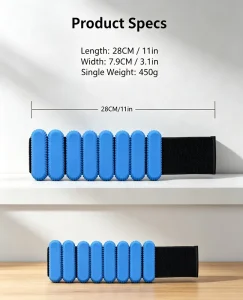 Adjustable Silicone Wrist & Ankle Weights, 28 cm, for Yoga, Running & Leg Training