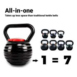 Adjustable Solid Cast Iron Kettlebell and Dumbbell Set, 18 kg / 40 lb