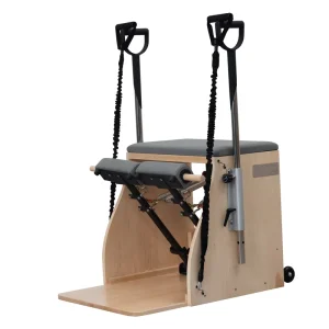 Adjustable Solid Maple Pilates Wunda Chair with Rubber-Padded Split Pedals