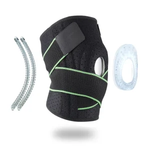 Adjustable Sports Knee Brace with Dual Side Springs, Open Patella and Anti-Slip Support