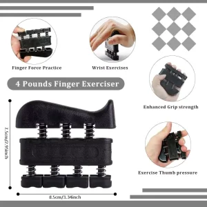 Adjustable Stainless Steel and Rubber Hand Grip Strengthener with Finger Exerciser, Portable Arm Strength Training