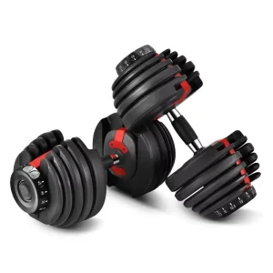 Adjustable Steel Dumbbell Set with ARMS Function Durable Anti Slip Handle 24kg/52.5lb Black Red CE Certified Fitness Equipment