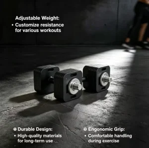 Adjustable Steel Dumbbell Set with Quick-Lock Non-Slip Weight Plates