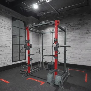 Adjustable Steel Multi-Function Functional Trainer Smith Machine with 300kg Weight Stack, Red and Black