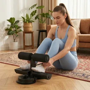 Adjustable Steel Sit-Up Bar with Foam Grip and Plate