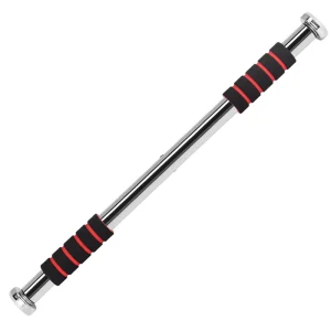 Adjustable Steel and Foam Door Pull-Up Bar, Red/Blue, Anti-Slip, for Home Fitness