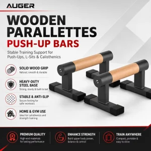 Adjustable Steel and Wooden Parallette Push-Up Bars Foldable Dip Stands