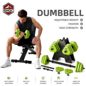 Adjustable Weight Dumbbell and Barbell Set for Home Fitness, PVC, 10-40 kg