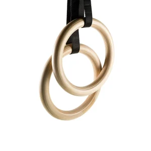 Adjustable Wooden Gymnastic Rings with Straps for Bodyweight Exercise