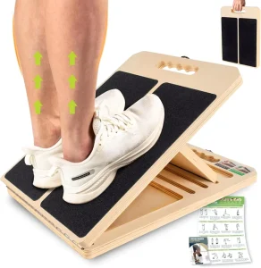 Adjustable Wooden Slant Board Incline Stretch Wedge, 300 lb Capacity, for Leg, Knee, Heel and Ankle Exercises