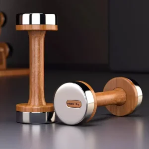 Adjustable Wooden and Stainless Steel Dumbbells, Multiple Sizes for Fitness Exercises