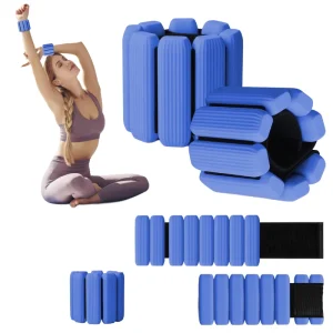 Adjustable Wrist and Ankle Weights Set of 2 (1 lb Each), Blue, Hook-and-Loop Closure for Strength Training, Walking, Yoga, and Gym