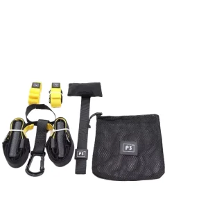 Adjustable Yellow P1 Fitness Suspension Trainer Set Polyester Fabric Resistance Exercise Training Kit with Sling Trainer Straps