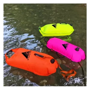 Adult Inflatable Swim Buoy and Swimming Bag with High Visibility Color and Waterproof Material